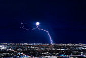 Lightning strike at night in Tucson,Arizona,USA