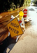 Flood warning sign,Iowa