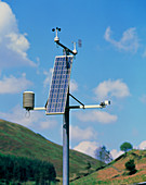 Solar powered weather station on moor,Derbyshire