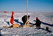Drilling for ice cores in Antarctic ice sheet