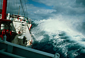 RRS John Biscoe in heavy seas,Drake's Passage
