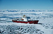 Icebreaker ship in Antarctica