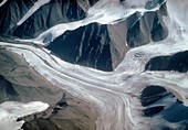 Confluence of glaciers in Alaska