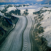 Ogives on the surface of Gilkey glacier,Alaska