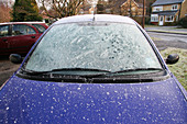 Iced-up car windscreen