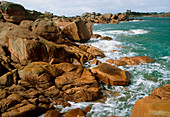 Pink granite rocks on Brittany coast