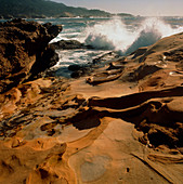 Eroded rocks at the Big Sur coastline,California