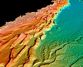 Sonar of ocean floor off Oregon,USA