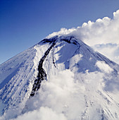 Steaming summit of Klyuchevskoy volcano,Russia