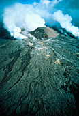 Aerial view of Pu'u O'o vent of Kilauea volcano