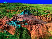 3-D satellite image of volcano