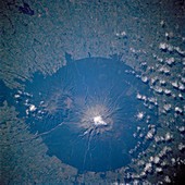 Mount Taranaki volcano,from space