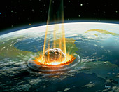 Artwork of the Chicxulub asteroid impact
