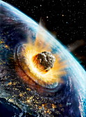 Asteroid striking Earth