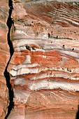 View of banded sandstone rock in Jordan