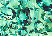 Cut crystals of aquamarine