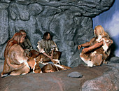 Model of a neanderthal burial scene