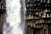 Waterfall and basalt rock,Iceland