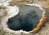 Mineral deposits at edge of thermal pool