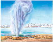 Geyser erupting,artwork