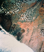 Namib desert and Brandberg Mountain from space