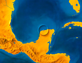 Artwork showing Chicxulub impact crater,Yucatan