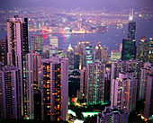View across Hong Kong at night