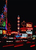 Coloured lights in Las Vegas streets