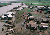 Fishing village next to a river,Vietnam