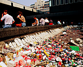 Cans and other rubbish in the street