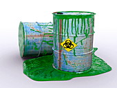 Drum leaking toxic waste,artwork