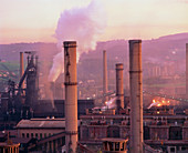 Smog-producing steelworks at Aviles,Spain