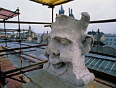Eroded sculptures on Cloth Hall roof,Cracow