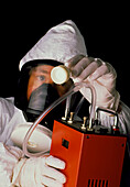 Worker wearing protective clothing
