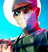 Surgeon carries out microsurgery