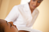 Woman relaxing at a spa