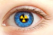 Eye with radiation warning sign