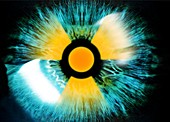 Iris with radiation warning sign