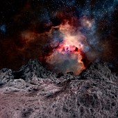 Nebula seen from an alien planet,artwork