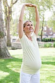 Pregnant woman stretching