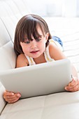 Toddler using a tablet computer