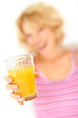 Woman with orange juice