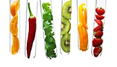 Fruit and vegetables in test tubes