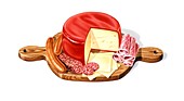 Cheese and meat platter,artwork