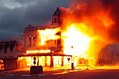 Building engulfed in flames