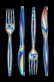 Photoelastic stress of knives and forks