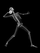 Skeleton throwing shot put,artwork