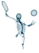 Skeleton playing tennis,artwork