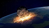 Asteroid hitting earth,artwork