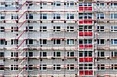 high building house in scaffolding